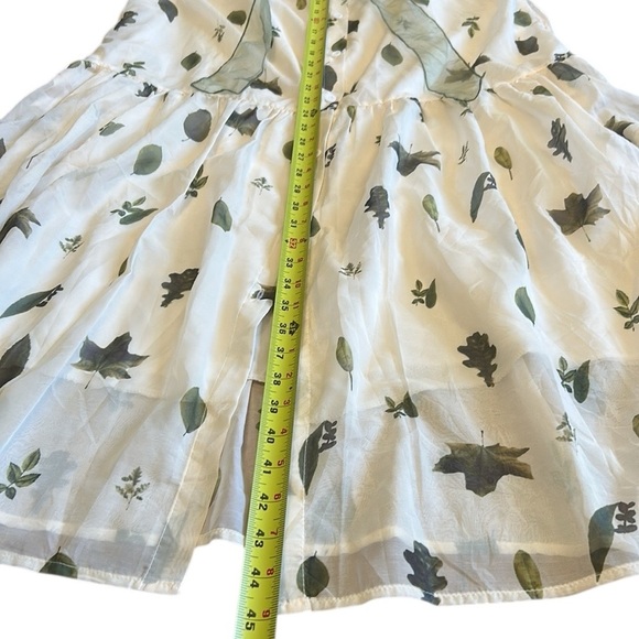 Button down sheer tiered  dress, Large,PTP 21”, pockets, bow,chiffon,fairy,boho, - Picture 7 of 14